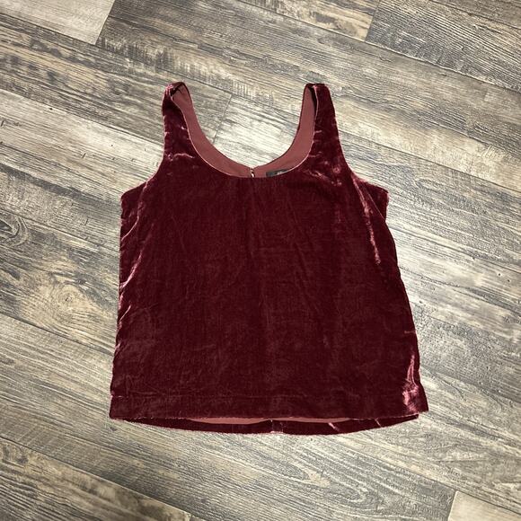 J. Crew Tops - J Crew Womens Size 2 Velvet Sleeveless Tank Top Red Holiday Wine Preppy